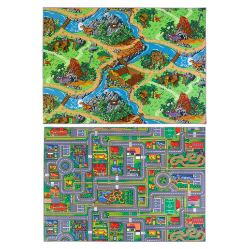 Tapete rodoviário e dinossauros reversíveis Multicolor 95x133cm DINOCITY