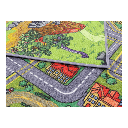 Tapete rodoviário e dinossauros reversíveis Multicolor 95x133cm DINOCITY