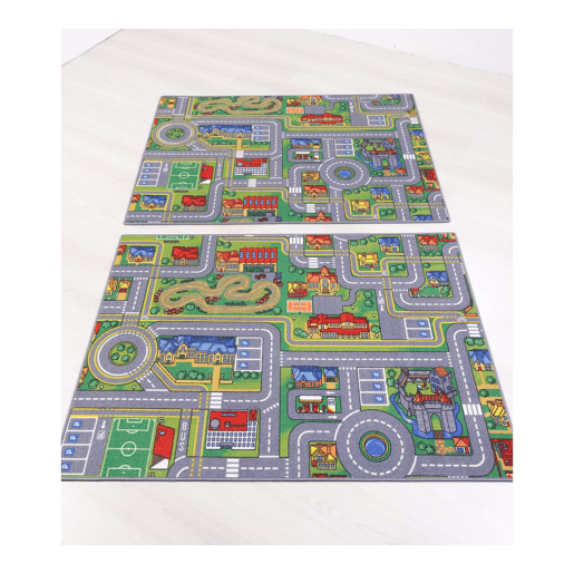Tapete rodoviário e dinossauros reversíveis Multicolor 95x133cm DINOCITY