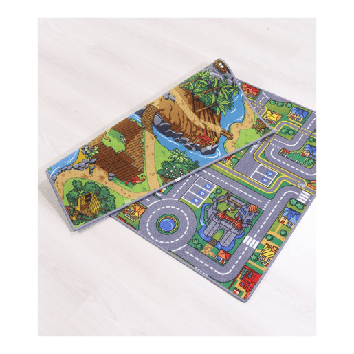 Tapete rodoviário e dinossauros reversíveis Multicolor 95x133cm DINOCITY