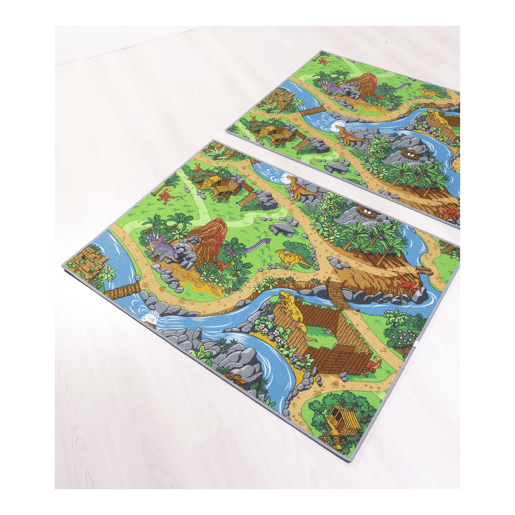 Tapete rodoviário e dinossauros reversíveis Multicolor 95x133cm DINOCITY