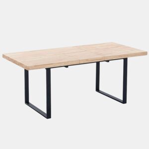 Mesa de jantar extensível Natural Carvalho selvagem - Preto 180 x 76 x 80 cm