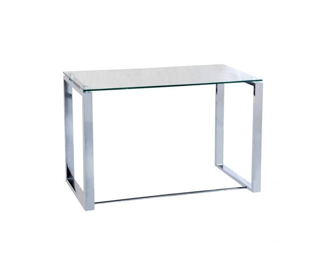 Mesa de escritorio con sobre de cristal y metal cromado 100x50 cm benetto metal cromado 100 x 72 x 50 cm