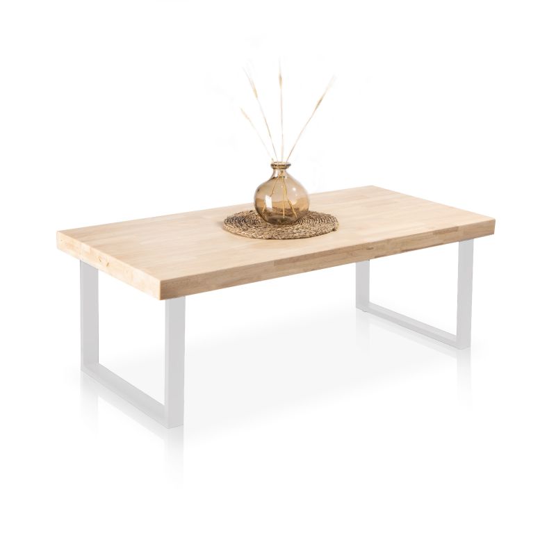 Mesa de centro natural roble salvaje - blanco 120 x 43,5 x 60 cm