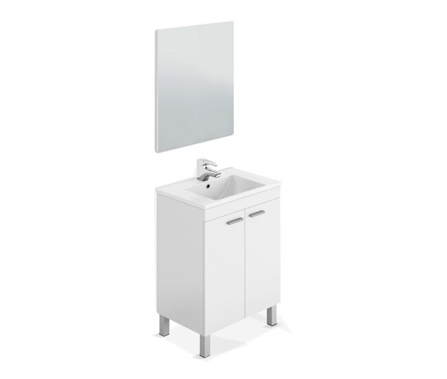 Mueble de baño con espejo lc1 60 blanco brillo 60 x 80 x 45 cm