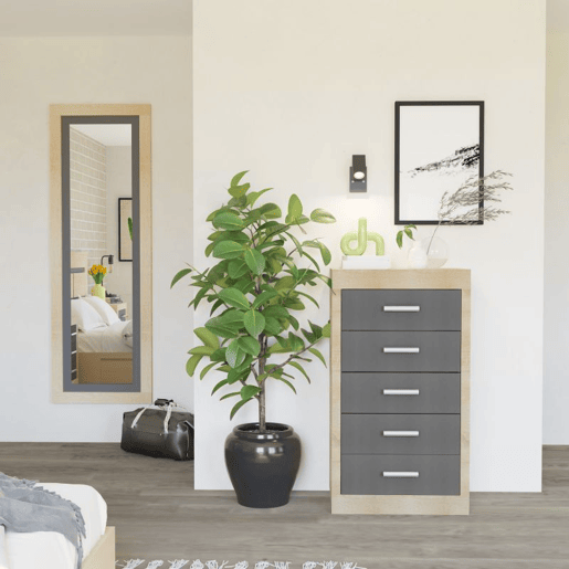 Espelho de parede Lara, duehome, Cambria - Grafito (ancho), 60 cm