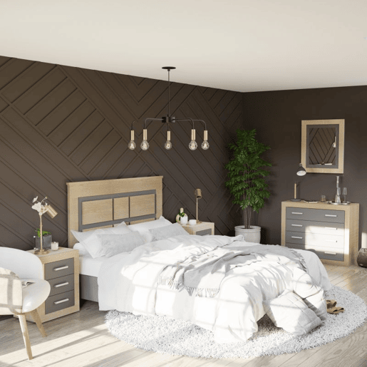 Espelho retangular Lara, duehome, Cambria - Grafito (ancho), 75 cm