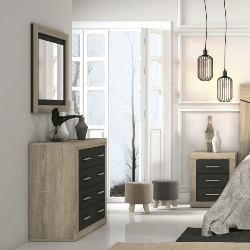 Espelho retangular Lara, duehome, Cambria - Grafito (ancho), 75 cm
