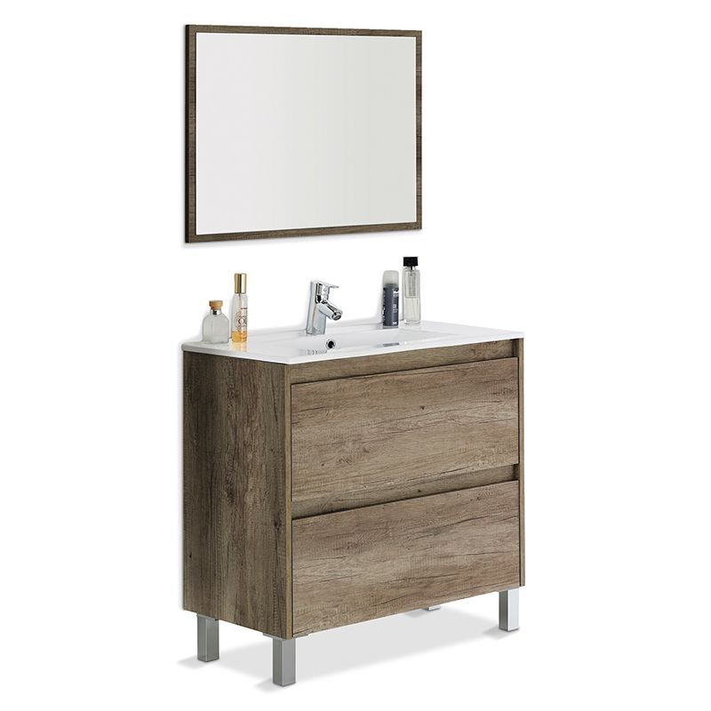 Mueble de baño con espejo dakota 2 cajones nordik 80 x 80 x 45 cm