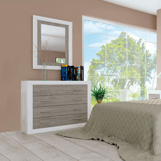 Espelho retangular Lara, duehome, Andersen Pino - Gris (ancho), 75 cm