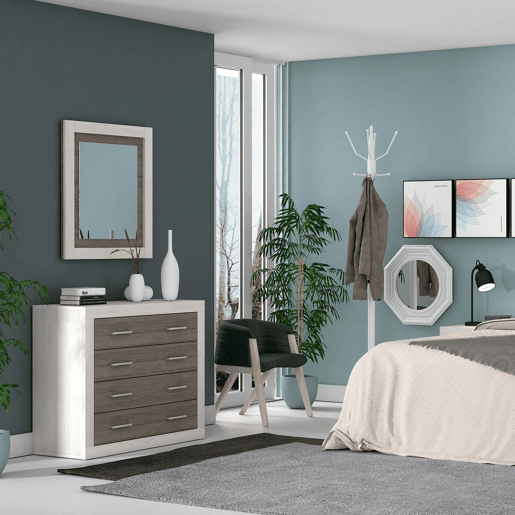 Espelho retangular Lara, duehome, Andersen Pino - Gris (ancho), 75 cm
