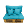 Acomoda Textil - Almofadas para Sofá Palete. Conjunto 4 Peças para Palete, Assento 120x80 cm + Encosto + 2 Almofadas. Confortável e elegante para interior e exterior. NÃO INCLUI PALETES (Azul)