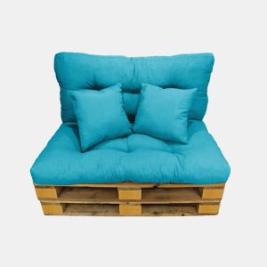 Acomoda Textil - Almofadas para Sofá Palete. Conjunto 4 Peças para Palete, Assento 120x80 cm + Encosto + 2 Almofadas. Confortável e elegante para interior e exterior. NÃO INCLUI PALETES (Azul)