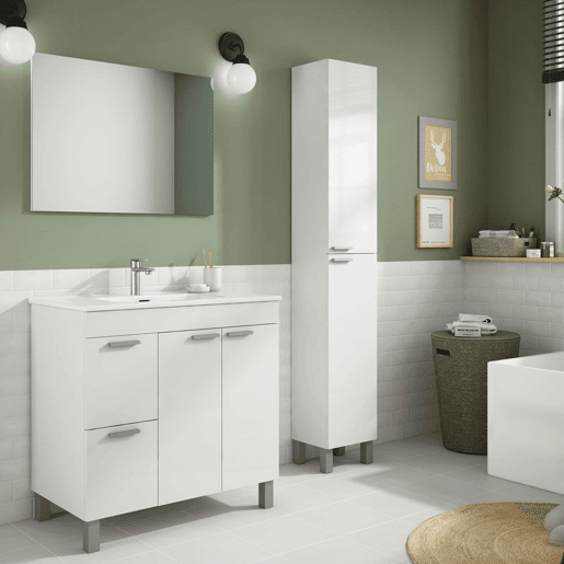 Coluna de casa de banho Koncept 2 portas Branco brilhante 30 x 182 x 25cm cm