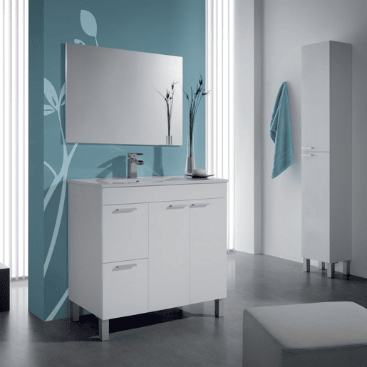 Coluna de casa de banho Koncept 2 portas Branco brilhante 30 x 182 x 25cm cm