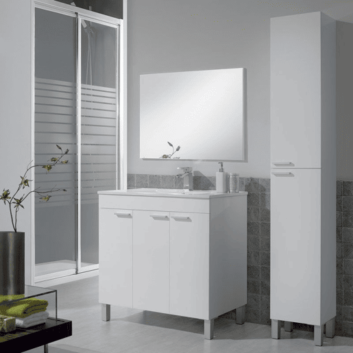 Coluna de casa de banho Koncept 2 portas Branco brilhante 30 x 182 x 25cm cm