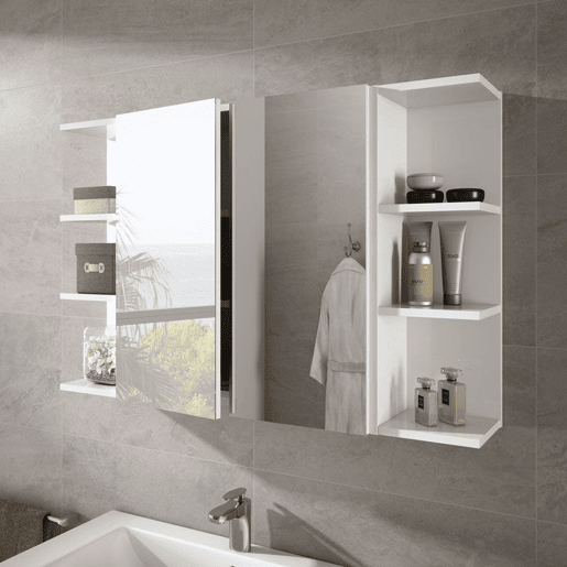 Roupeiro de quarto de vestir com espelho Branco brilhante 60 x 65 x 21cm cm