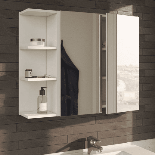 Roupeiro de quarto de vestir com espelho Branco brilhante 60 x 65 x 21cm cm