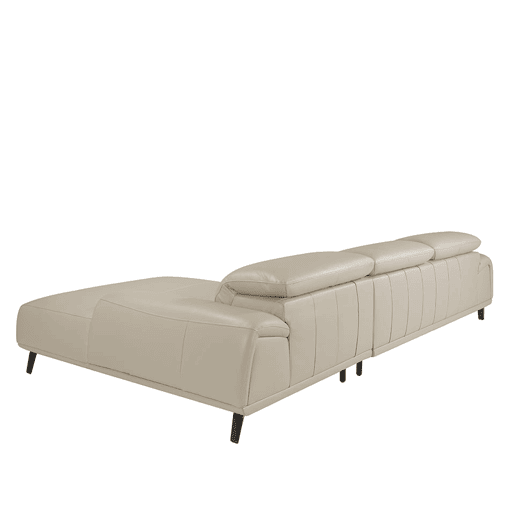 ANGEL CERDA Sofá chaise longue lado direito em pele de vaca cinzento taupe