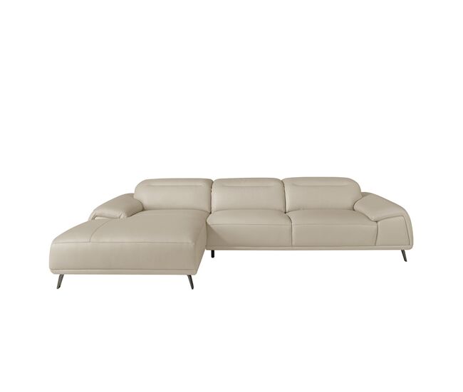 Angel cerda sofá chaise longue piel vacuno izquierda gris taupé
