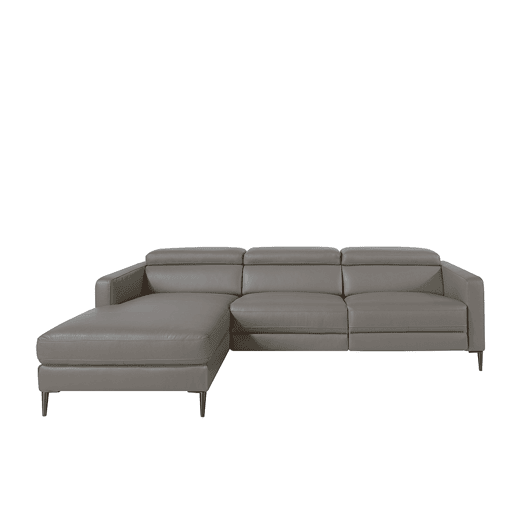 ANGEL CERDA Sofá chaise longue em pele com relaxamento Cinzento escuro ANGEL CERDA Sofá chaise longue em pele com relaxamento Cinzento escuro