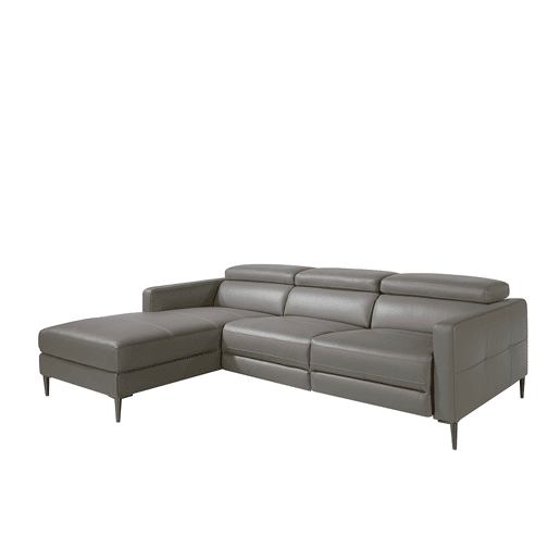 ANGEL CERDA Sofá chaise longue em pele com relaxamento Cinzento escuro ANGEL CERDA Sofá chaise longue em pele com relaxamento Cinzento escuro