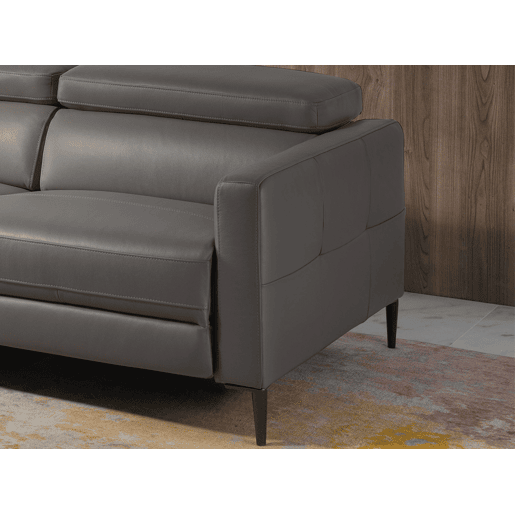 ANGEL CERDA Sofá chaise longue em pele com relaxamento Cinzento escuro ANGEL CERDA Sofá chaise longue em pele com relaxamento Cinzento escuro