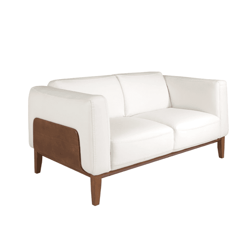 ANGEL CERDA Sofá de 2 lugares estofado em pele branca ANGEL CERDA Sofá de 2 lugares estofado em pele branca