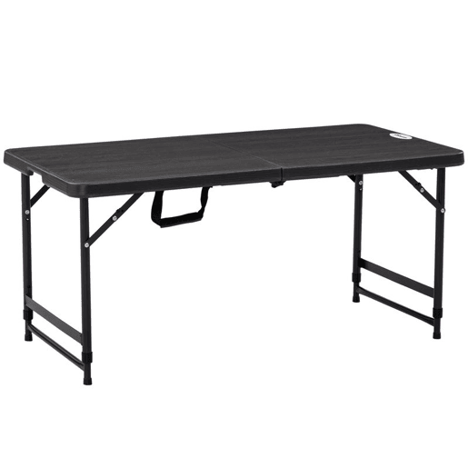 Outsunny Mesa de Jardim Dobrável Mesa de Exterior com Altura Ajustável para 4 Pessoas para Pátio Varanda Carga Máx. 60kg 118x60x56-74cm Cinza Escuro
