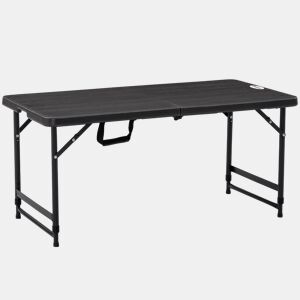 Outsunny Mesa de Jardim Dobrável Mesa de Exterior com Altura Ajustável para 4 Pessoas para Pátio Varanda Carga Máx. 60kg 118x60x56-74cm Cinza Escuro
