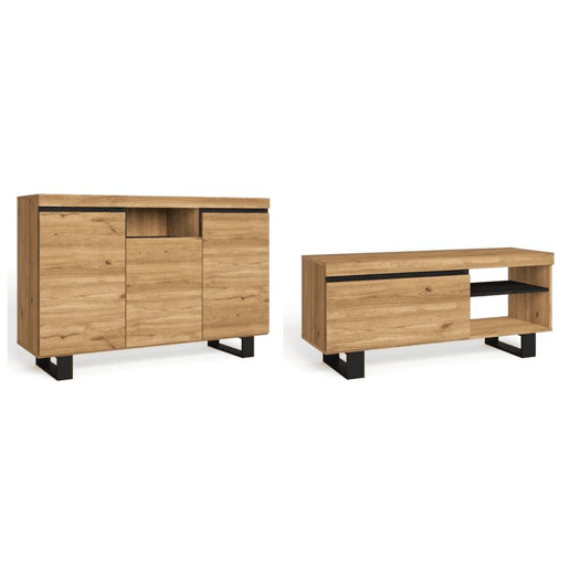 Conjunto NATURALE - Sala de jantar - Suporte TV120 - Aparador - Mobiliário Auxiliar CarvalhoPreto