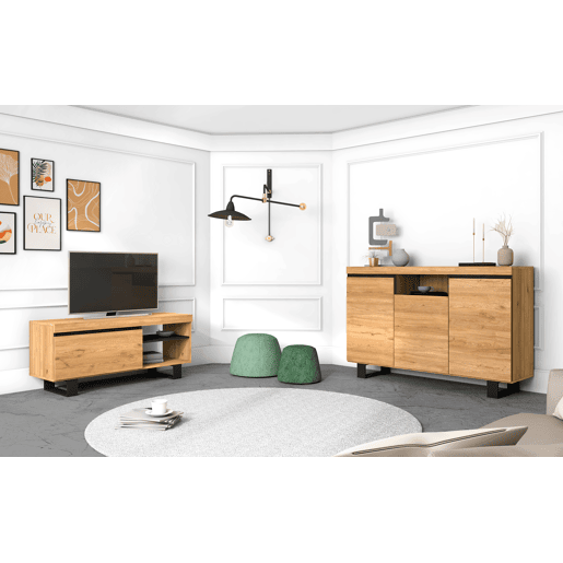 Conjunto NATURALE - Sala de jantar - Suporte TV120 - Aparador - Mobiliário Auxiliar CarvalhoPreto