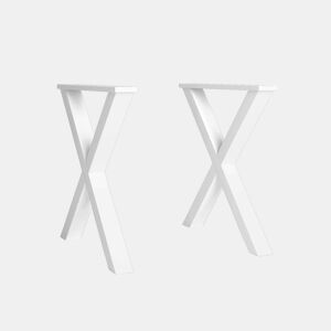Suporte, Pés, Base, Apoio, Em forma de X, Pés de mesa em madeira maciça, Sala de estar, Sala de jantar, Escritório, cor Laca branco, 72x72cm