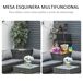 Muebles Jardín Ratán Metal, Ratán PE, Poliéster, Cristal Templado Muebles Jardín Ratán Metal, Ratán PE, Poliéster, Cristal Templado Gris