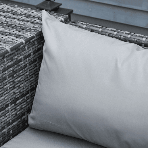 Outsunny Conjunto de 4 Móveis de vime para Jardim com 2 Sofás Duplos Mesa central com mesa de baú almofadas removíveis 132x69x64 cm Cinza