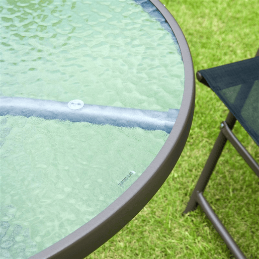 Outsunny Conjunto de Móveis de Jardim 6 Peças com 4 Cadeiras Dobráveis 1 Mesa com Bancada de Vidro e 1 Chapéu de Sol para Terraço Exterior Preto