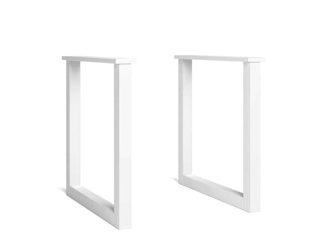 Soporte - caballete - patas - en forma de u - madera maciza para tableros de mesas - salón - comedor - oficina - color blanco lacado - 70x71cm