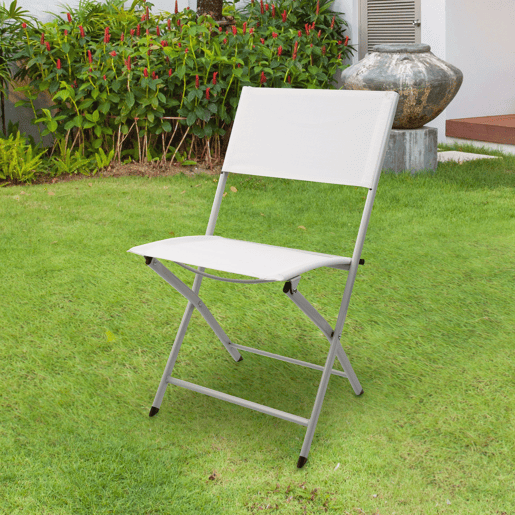 Cadeira dobrável de jardim de tecido reforçado branco Aktive