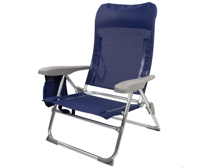 Silla de playa multiposición plegado slim c/cojín y bolsillo aktive