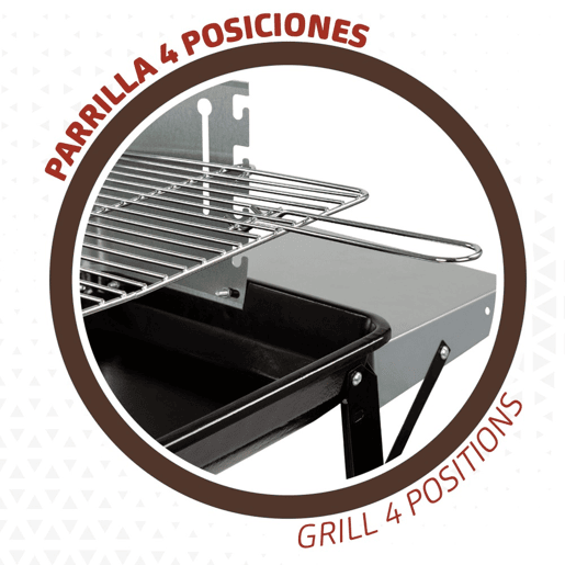 Churrasqueira a carvão portátil com grill 4 alturas Aktive