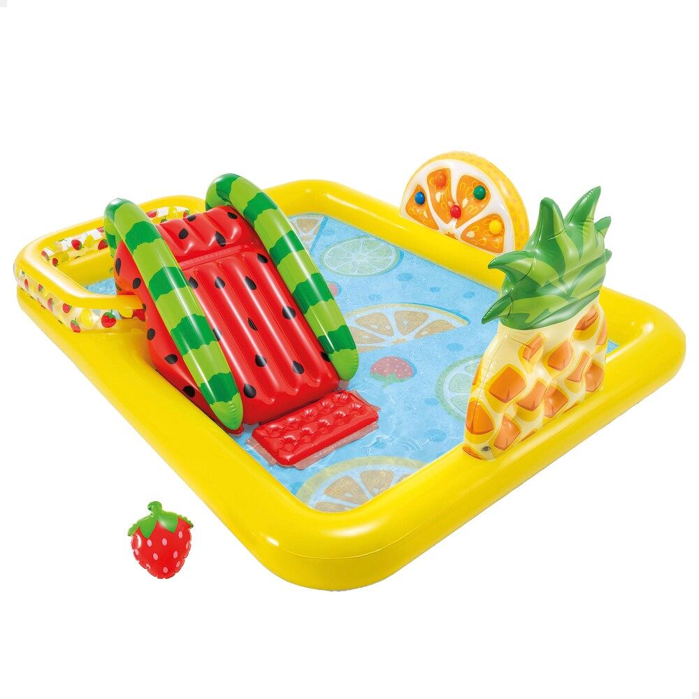 Centro de juegos intex frutas con tobogán y pulverizador