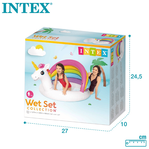Piscina insuflável para bebés com toldo unicórnio INTEX
