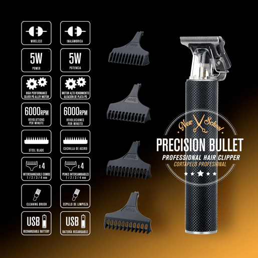 Máquina de cortar cabelo Bullet de precisão