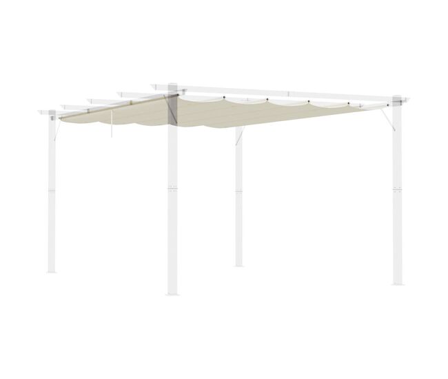 Outsunny techo de pérgola 3,5x2,6 m, techo de repuesto retráctil para marco de pérgola de 4x3 m, uv30+, toldo de tela solo para cenador jardín con 10 orificios de drenaje, crema