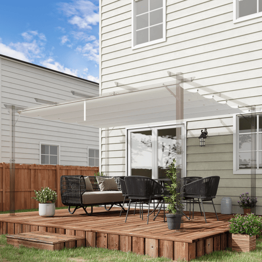 Outsunny Cobertura para Pérgola 3,5x2,5 m Teto de Substituição Retrátil para Pérgola com 10 Orifícios de Drenagem Creme