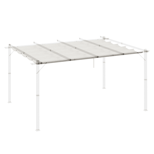 Outsunny Cobertura para Pérgola 3,5x2,5 m Teto de Substituição Retrátil para Pérgola com 10 Orifícios de Drenagem Creme