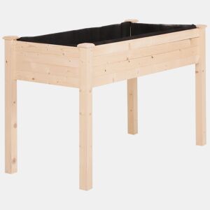 Outsunny Horta Elevada de Madeira 122,5x56,5x76cm Mesa de Cultivo com Tecido não Tecido e 4 Orifícios de Drenagem para Cultivo de Plantas e Flores Madeira