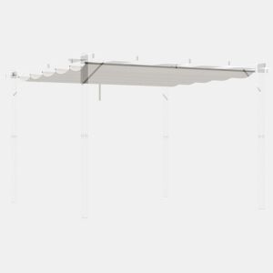 Cobertura de pérgola Outsunny 2,5x2,55 m Telhado retráctil de substituição para guarda-sol com sombra Dossel para gazebo de jardim com 10 orifícios de drenagem Creme