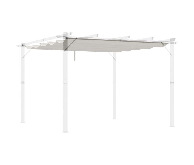 Outsunny cubierta para pérgola 2,5x2,55 m techo de repuesto retráctil para sombrilla toldo de tela para cenador jardín con 10 orificios de drenaje