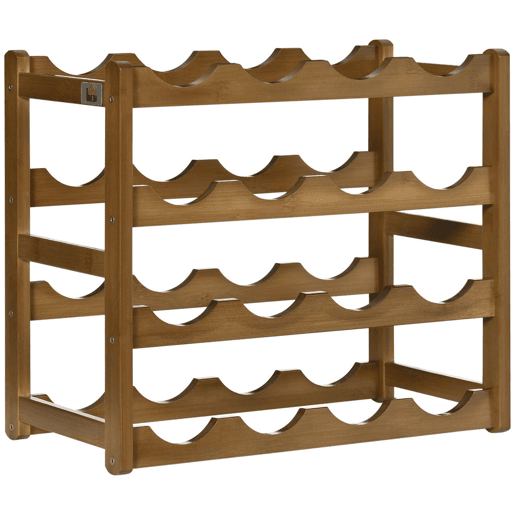 HOMCOM Suporte para 16 Garrafas de Bambu Prateleira para Garrafas de Vinho de 4 Níveis para Cozinha Sala de Jantar Bar Carga Máxima 75kg 43x23,5x38cm Marrom